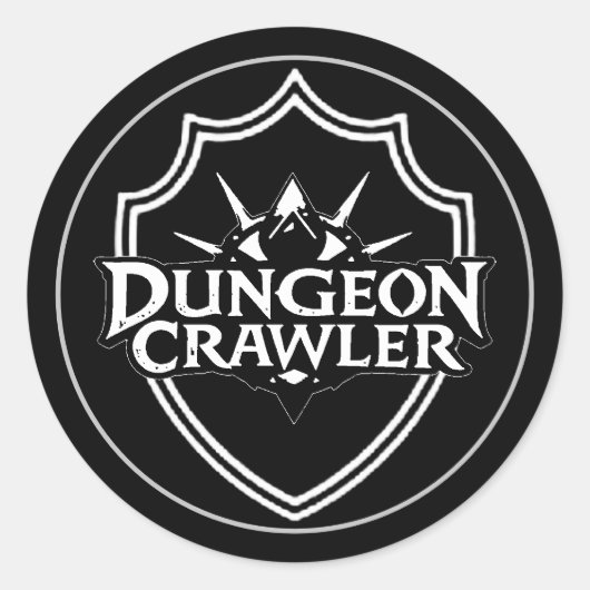 Dungeon Crawler Schwarz-Weiß Runder Aufkleber (Vorderseite)