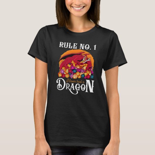 Dungeon Dice Shirt Never Trust A Dragon RPG Gamers (Vorderseite)