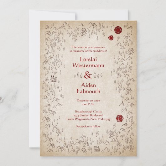 Dungeon Map RPG Gamer Wedding Einladung (Vorderseite)