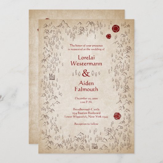 Dungeon Map RPG Gamer Wedding Einladung (Vorne/Hinten)