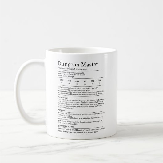 Dungeon Master Stat Block Kaffeetasse (Links)