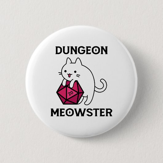 Dungeon Meowster Cat Funny Button (Vorderseite)