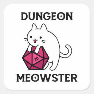 Dungeon Meowster Cat Funny Quadratischer Aufkleber