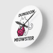 Dungeon Meowster Cat Funny Runde Wanduhr (Winkel)