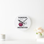 Dungeon Meowster Cat Funny Runde Wanduhr (Zuhause)