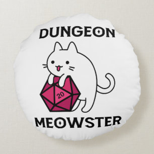 Dungeon Meowster Cat Funny Rundes Kissen
