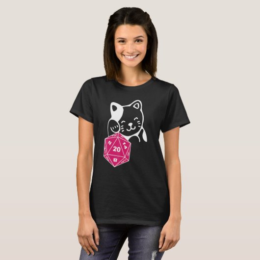 Dungeon Meowster D20 Dice Board Spielstift & Papie T-Shirt (Vorne ganz)
