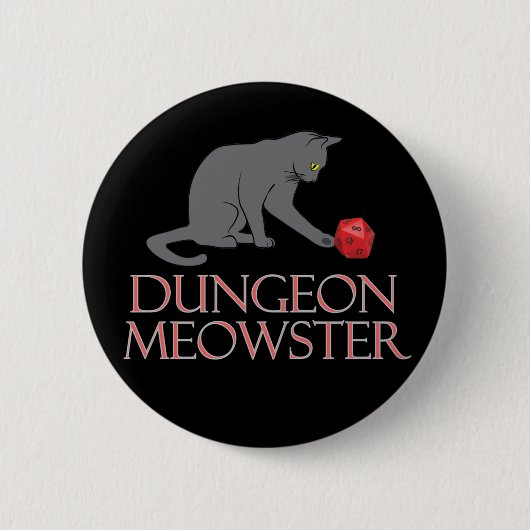 Dungeon Meowster Funny RPG Cat with Dice Button (Vorderseite)