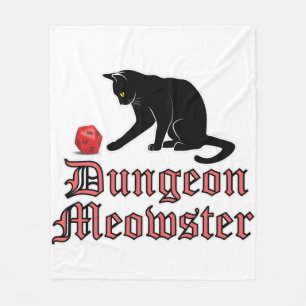 Dungeon Meowster Funny RPG Cat with Dice Fleecedecke