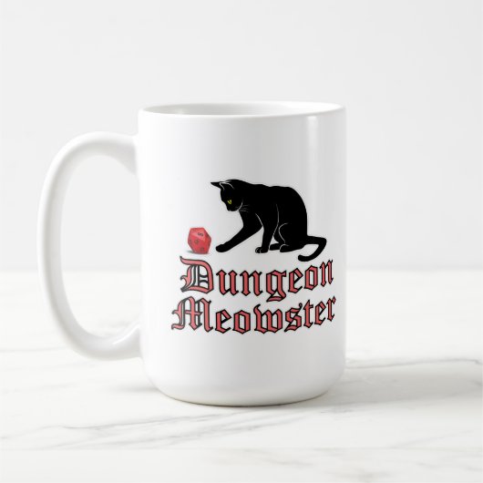 Dungeon Meowster Funny RPG Cat with Dice Kaffeetasse (Links)