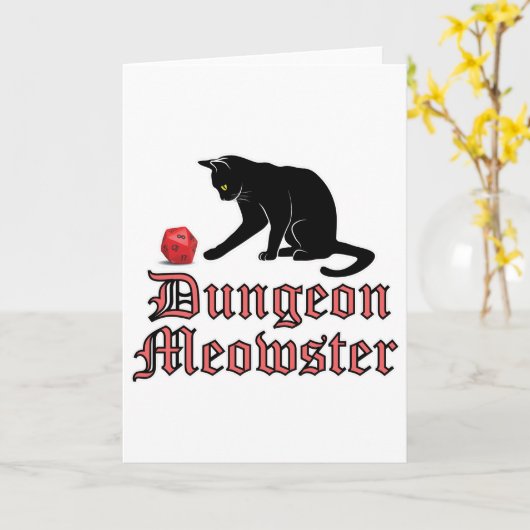 Dungeon Meowster Funny RPG Cat with Dice Karte (Gelbe Blume)