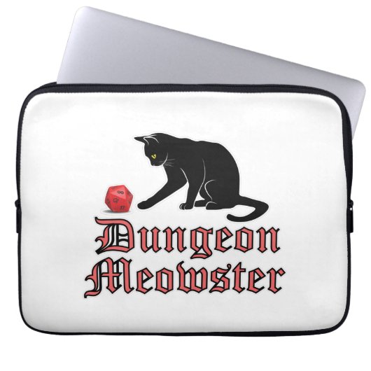 Dungeon Meowster Funny RPG Cat with Dice Laptopschutzhülle (Vorderseite)