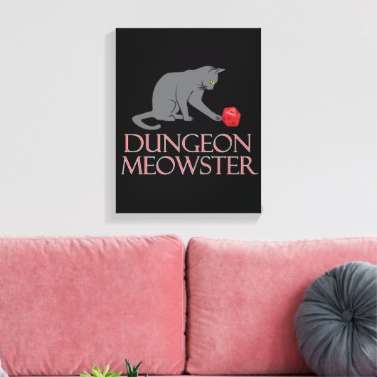 Dungeon Meowster Funny RPG Cat with Dice Leinwanddruck (Insitu (Wohnzimmer))