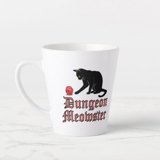 Dungeon Meowster Funny RPG Cat with Dice Milchtasse (Links)