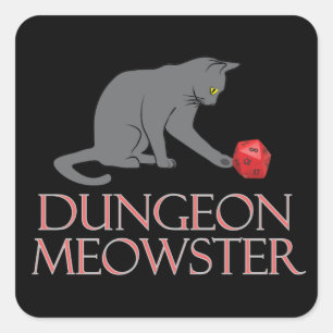 Dungeon Meowster Funny RPG Cat with Dice Quadratischer Aufkleber