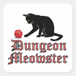 Dungeon Meowster Funny RPG Cat with Dice Quadratischer Aufkleber