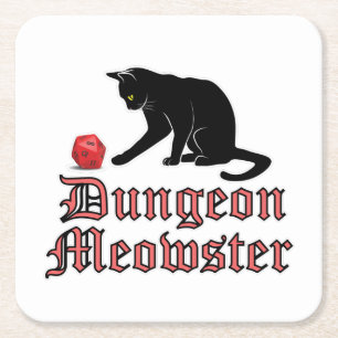 Dungeon Meowster Funny RPG Cat with Dice Rechteckiger Pappuntersetzer