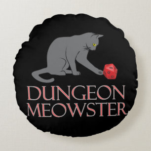 Dungeon Meowster Funny RPG Cat with Dice Rundes Kissen