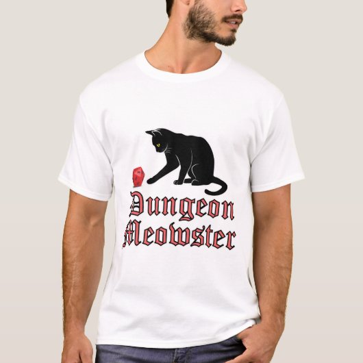 Dungeon Meowster Funny RPG Cat with Dice T-Shirt (Vorderseite)