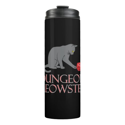 Dungeon Meowster Funny RPG Cat with Dice Thermosbecher (Vorderseite)