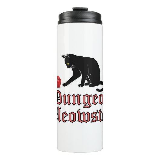 Dungeon Meowster Funny RPG Cat with Dice Thermosbecher (Vorderseite)