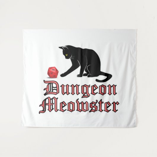 Dungeon Meowster Funny RPG Cat with Dice Wandteppich (Vorderseite (Horizontal))