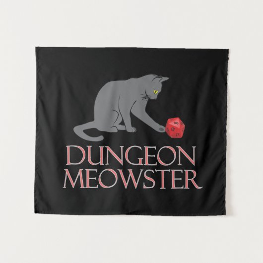 Dungeon Meowster Funny RPG Cat with Dice Wandteppich (Vorderseite (Horizontal))