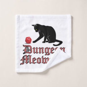 Dungeon Meowster Funny RPG Cat with Dice Waschlappen