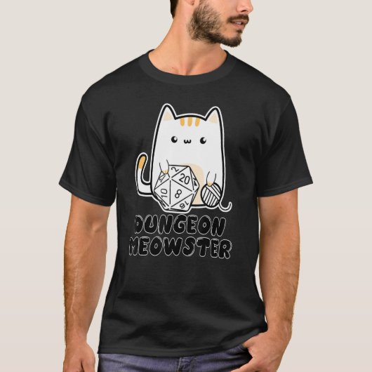 Dungeon Meowster Niedlich Cat D20 Dice BoardGame N T-Shirt (Vorderseite)