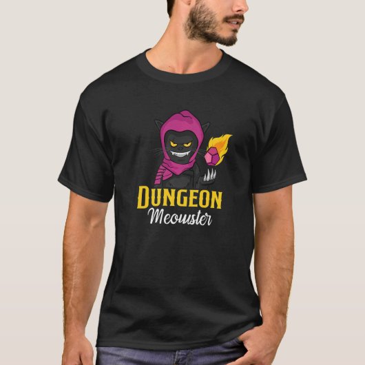 Dungeon Meowster RPG Tabletop Gaming Cat DM Dice T-Shirt (Vorderseite)