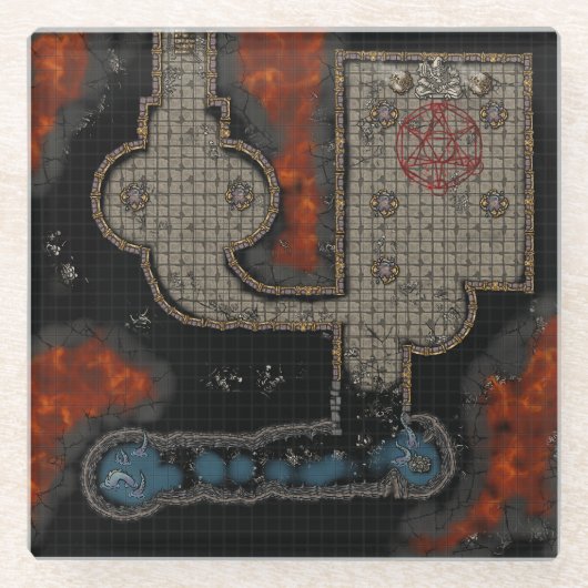 Dungeon Tile Untersetzer: Okkultistischer Untergru Glasuntersetzer (Vorderseite)