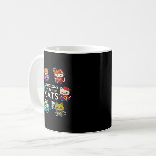 Dungeons and Cats RPG D20 Dice Nerdy Fantasy Gamer Kaffeetasse (Vorderseite Links)