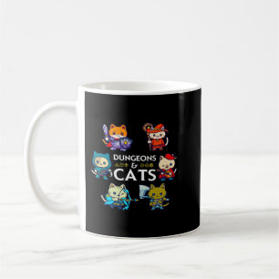 Dungeons and Cats RPG D20 Dice Nerdy Fantasy Gamer Kaffeetasse