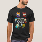 Dungeons and Cats RPG D20 Dice Nerdy Fantasy Gamer T-Shirt (Vorderseite)