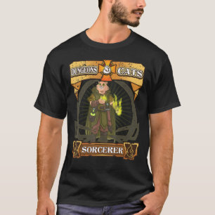 Dungeons And Cats Sorcerer Kitten Cat D20 Dice Rpg T-Shirt