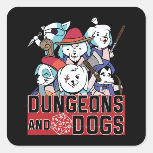 Dungeons and Dogs Game Quadratischer Aufkleber