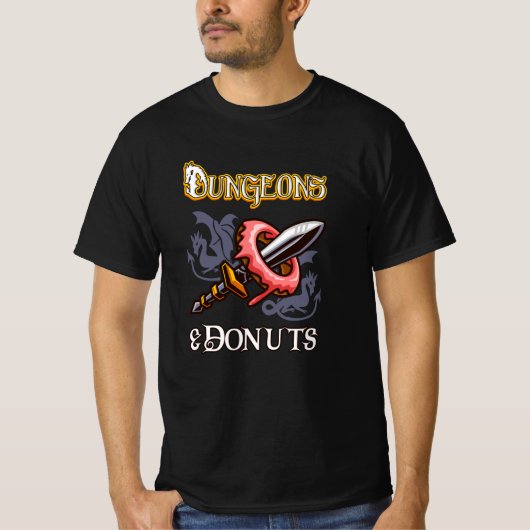 Dungeons & Donuts Funny RPG Rollenspiel Fantasie T-Shirt (Vorderseite)