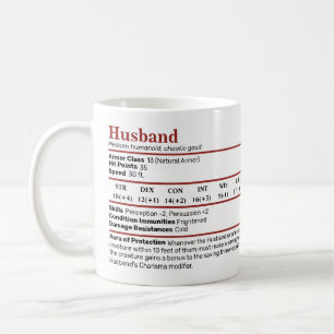 Dungeons & Dragons Husband Stat Block Tasse