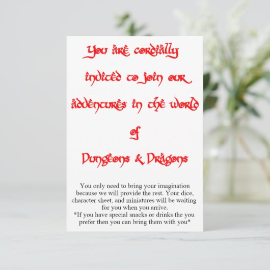 Dungeons & Dragons Spiel Einladung 2 (Stehend Vorderseite)