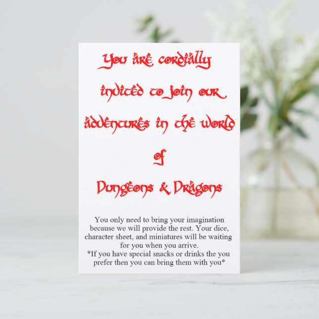 Dungeons & Dragons Spiel Einladung 2 (Stehend Vorderseite)