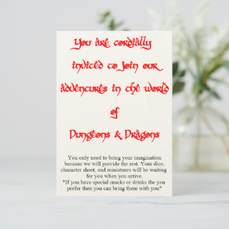 Dungeons & Dragons Spiel Einladung 2