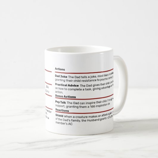 Dungeons & Dragons Vater Stat Block Tasse (VorderseiteRechts)