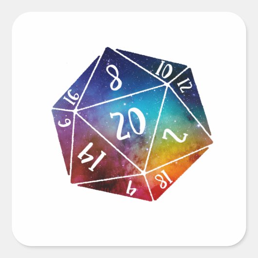 Dungeons und Dragons, D20 Quadratischer Aufkleber (Vorderseite)