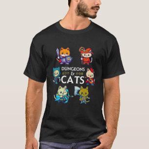 Dungeons und Katzen RPG D20 Dices Nerd Gamer Cat T-Shirt