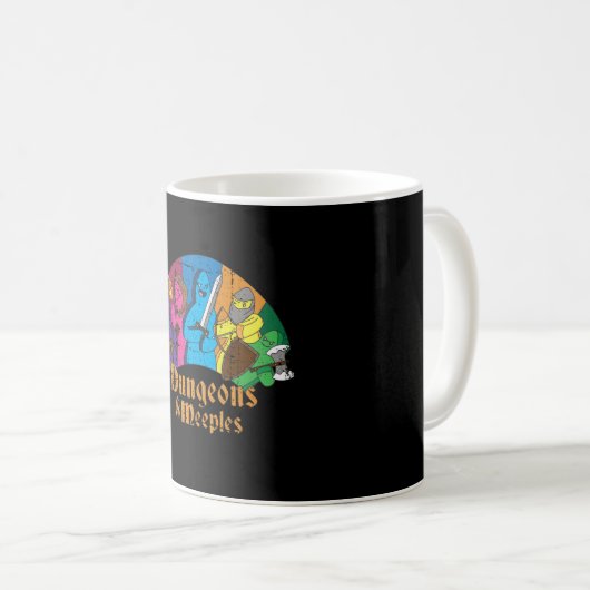 Dungeons und Meeples Vintag Kaffeetasse (VorderseiteRechts)