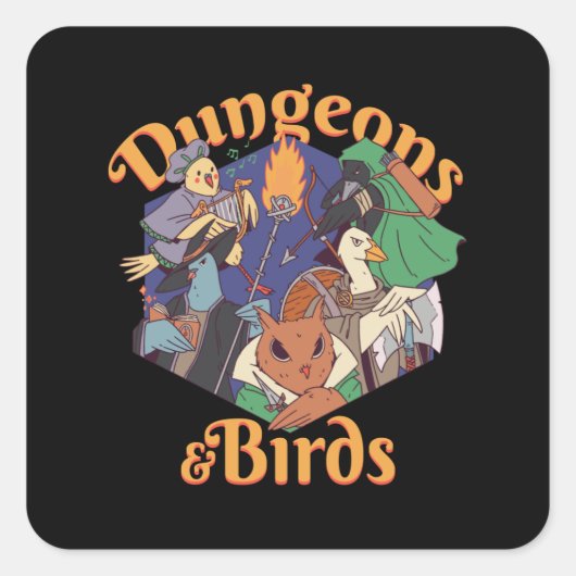 DUNGEONS UND VÖGEL QUADRATISCHER AUFKLEBER (Vorderseite)