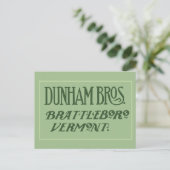 Dunham Bros. Brattleboro, VT Postkarte (Stehend Vorderseite)