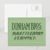Dunham Bros. Brattleboro, VT Postkarte (Vorne/Hinten)
