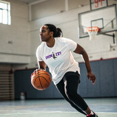 Dunk | Basketball-Phrase mit Lila Typografie T-Shirt