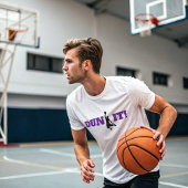 Dunk | Basketball-Phrase mit Lila Typografie T-Shirt
